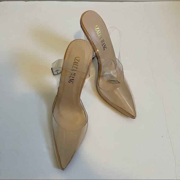 🌟 New with Box - All Clear Chunky Pointed Toe Heels - Picture 8 of 14